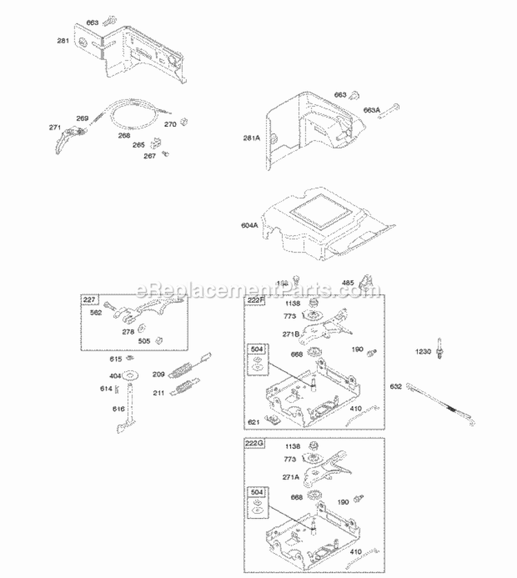 Controls Governor Spring Diagram and Parts List for 20P214-1183-E1  Briggs and Stratton Engine